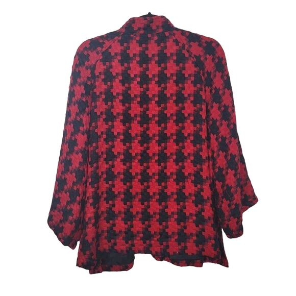 Coldwater Creek Womens Large Red & Black Houndstooth Lightweight Jacket Shacket - Picture 3 of 16